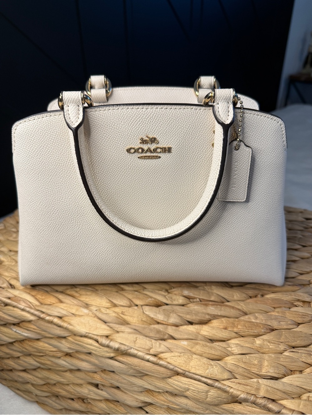 Coach Lillie Carryall in Chalk Crossgrain Leather - Structured Satchel